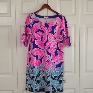 Lilly Pulitzer Lilah dress Royal purple and   pink Wild Child size Large